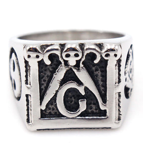 Master Mason Blue Lodge Ring - Gold And Silver With Skulls - Bricks Masons