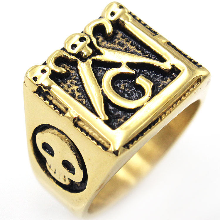 Master Mason Blue Lodge Ring - Gold And Silver With Skulls - Bricks Masons