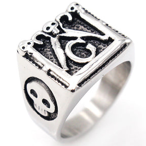 Master Mason Blue Lodge Ring - Gold And Silver With Skulls - Bricks Masons