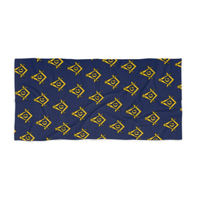 Master Mason Blue Lodge Towel - Square & Compass G Blue Beach Towel - Bricks Masons