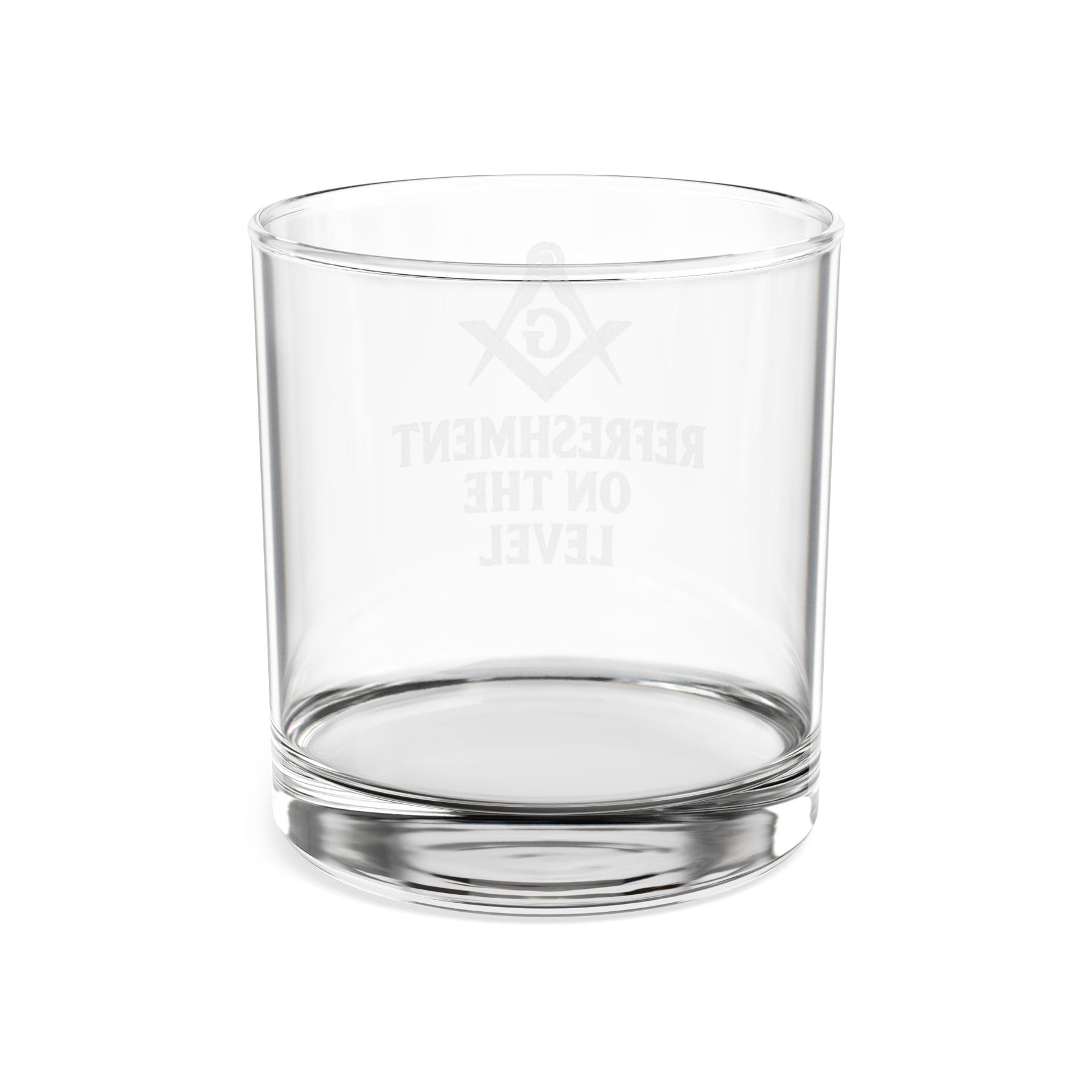 Master Mason Blue Lodge Whiskey Glass - Square & Compass G Refreshment On The Level - Bricks Masons