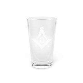 Master Mason Blue Lodge Pint Glass -16oz Black Square & Compass G