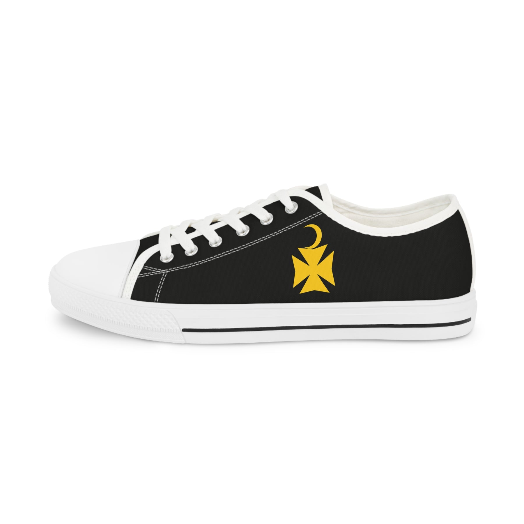 Knights of Constantinople Sneaker - Low Top Sneaker Black & White Golden Emblem - Bricks Masons