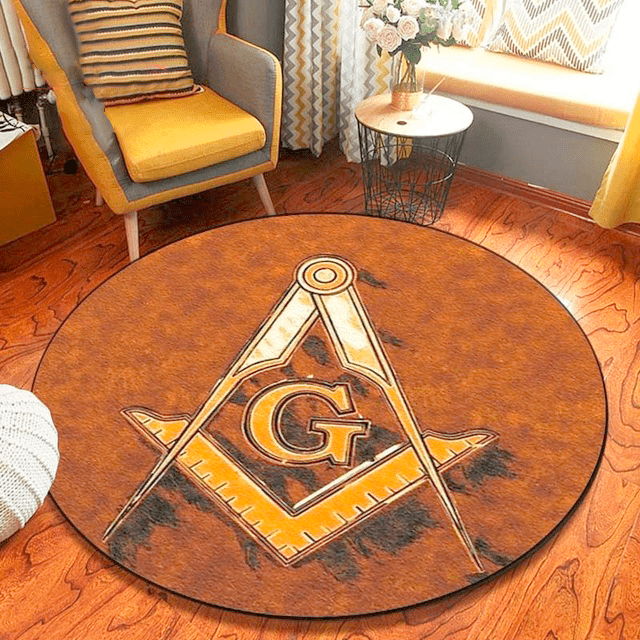 Master Mason Blue Lodge Rug - Square and Compass G Round