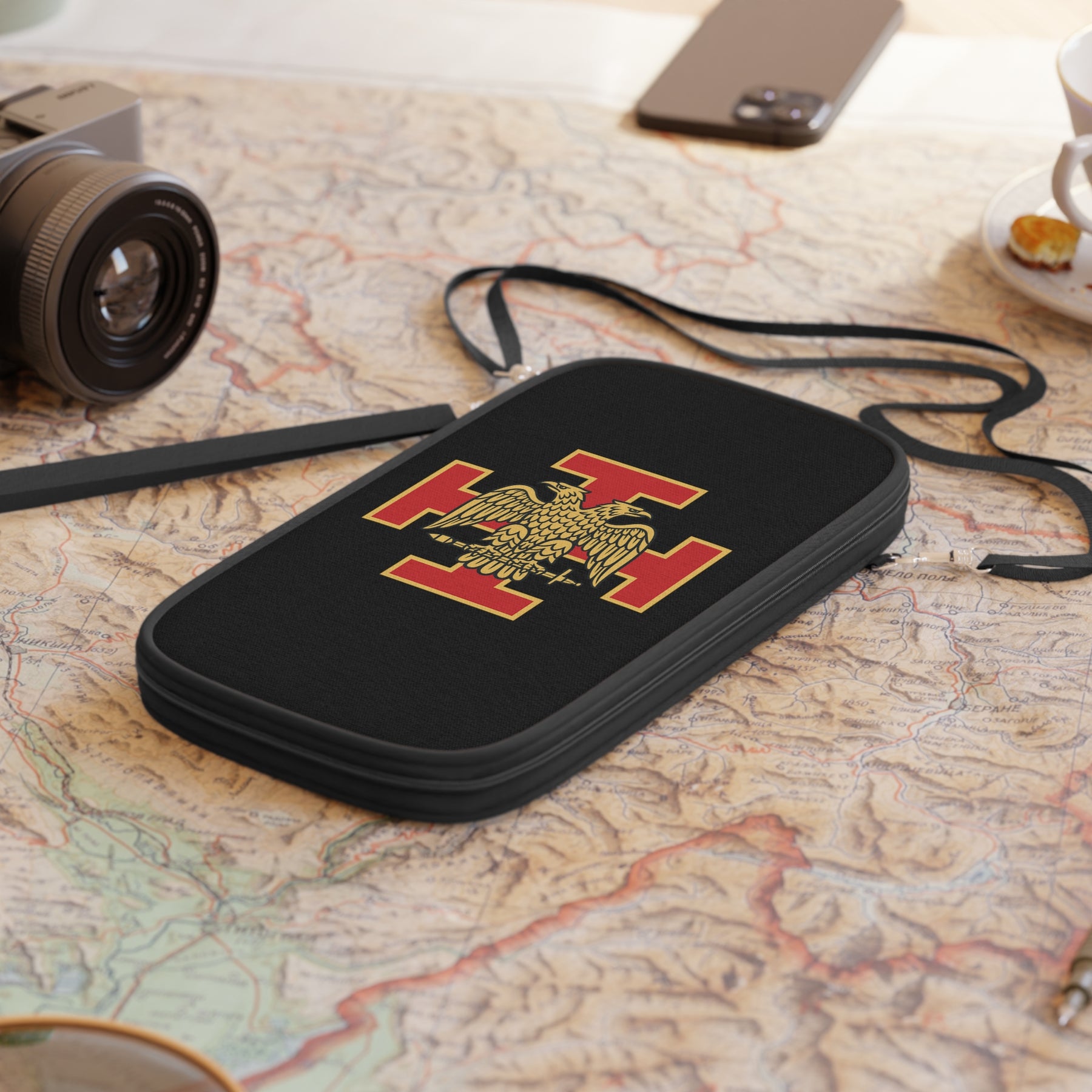 33rd Degree Scottish Rite Passport Wallet - Black & Red Cross With Eagle Wings Down - Bricks Masons
