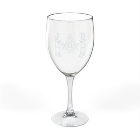 Master Mason Blue Lodge Wine Glass - Square & Compasses with J&B Pillars Emblem - Bricks Masons