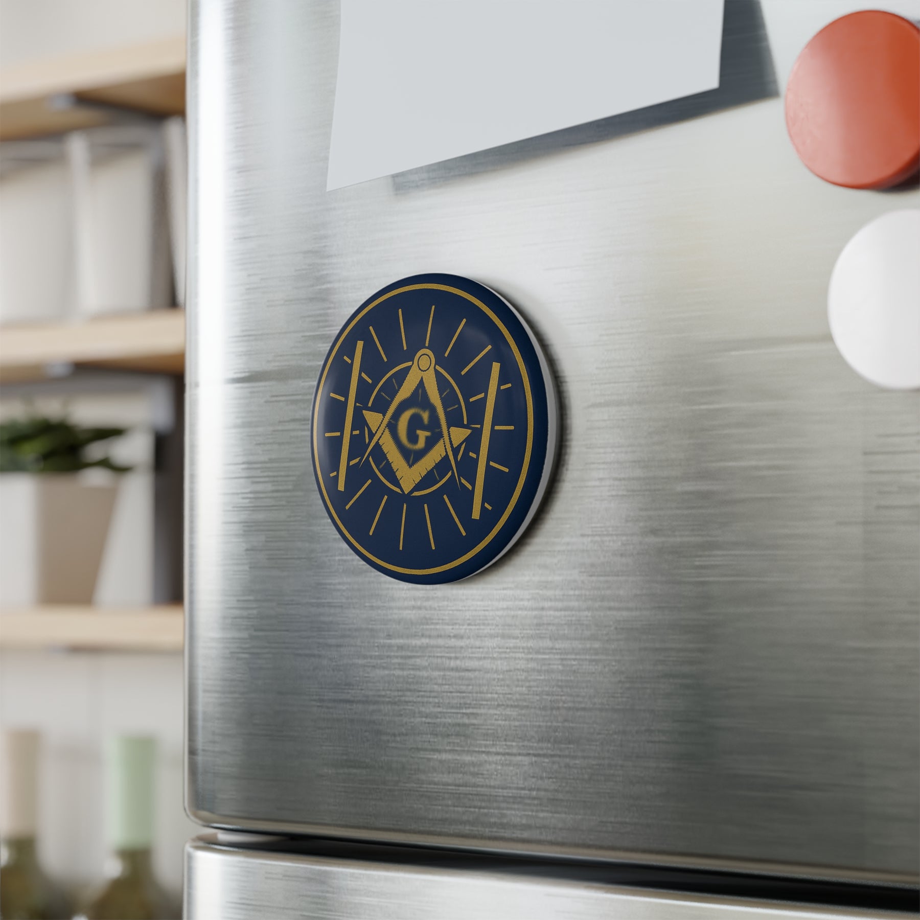 Master Mason Blue Lodge Magnet - Decorative Refrigerator - Bricks Masons