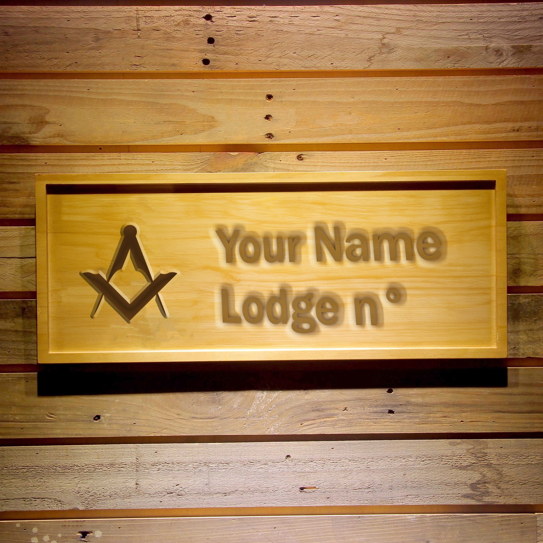 Master Mason Blue Lodge Wooden Sign - Customizable 3D Wooden Sign - Bricks Masons