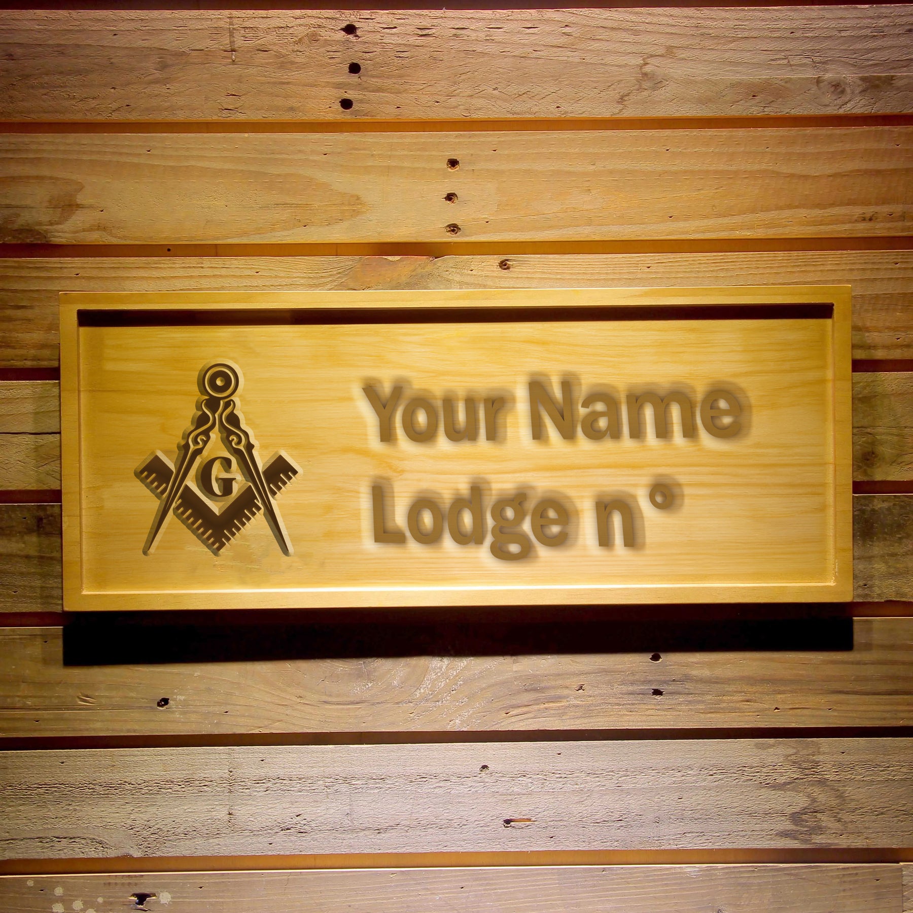 Master Mason Blue Lodge Wooden Sign - Customizable 3D Wooden Sign - Bricks Masons