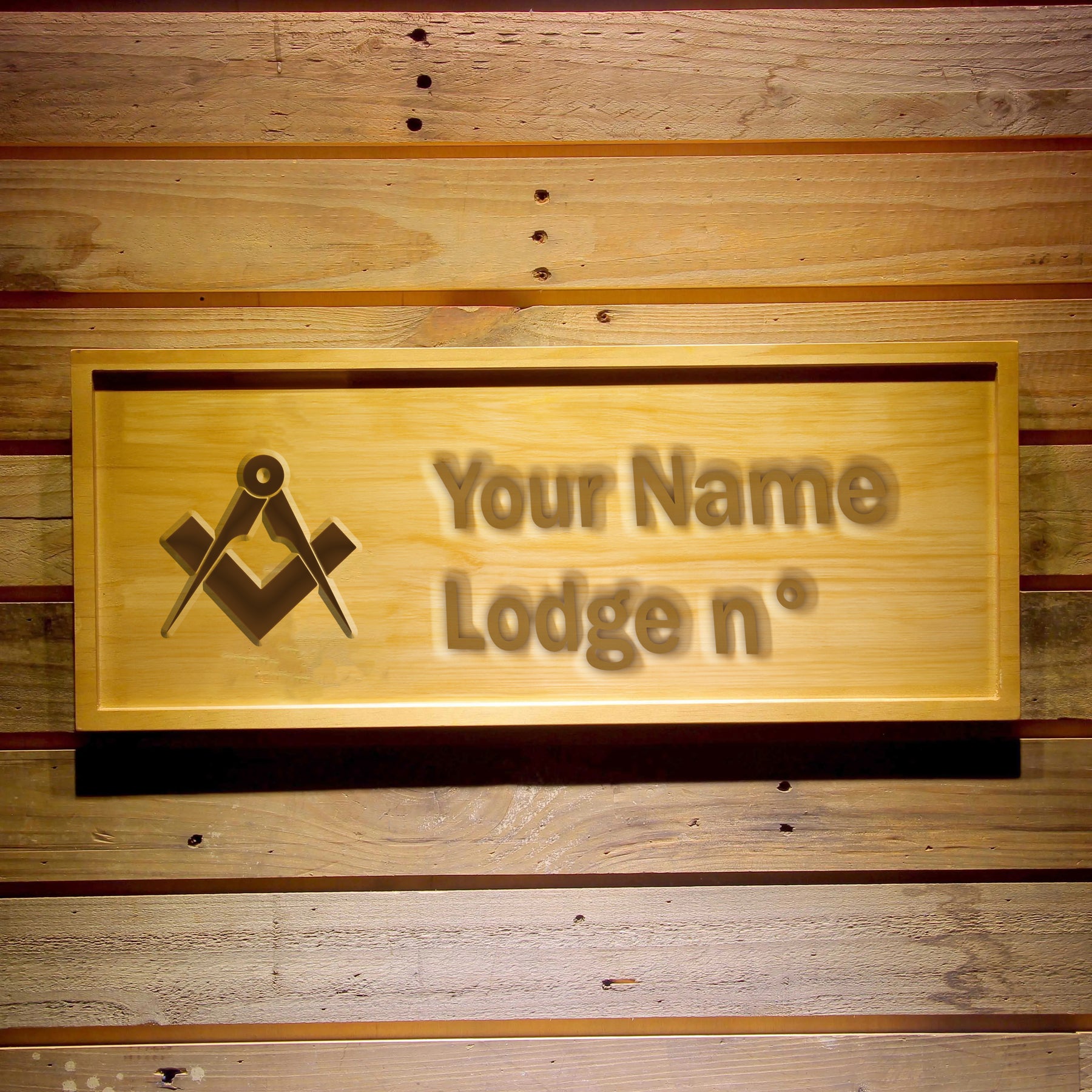 Master Mason Blue Lodge Wooden Sign - Customizable 3D Wooden Sign - Bricks Masons