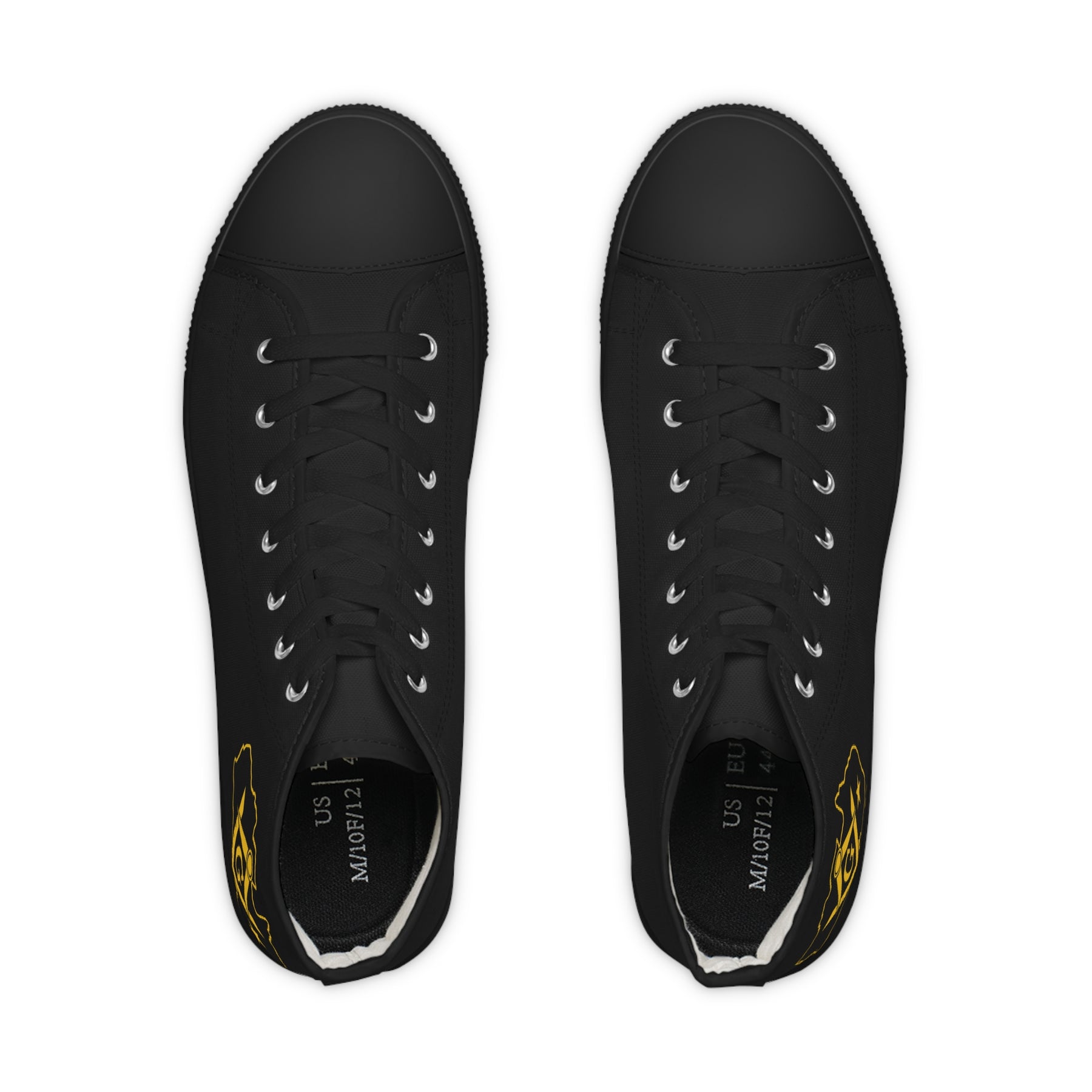 Master Mason Blue Lodge Australia Jurisdiction Sneaker - High Top Black & White Golden Map - Bricks Masons