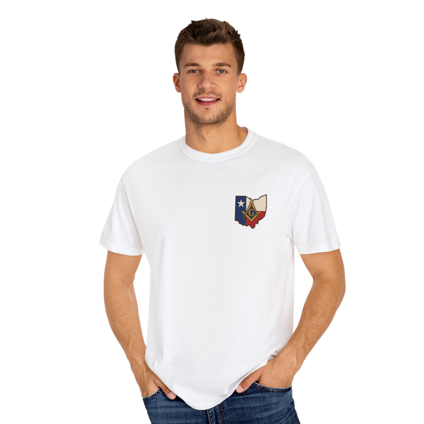 Master Mason Blue Lodge T-Shirt - Garment-Dyed Ohio Mason - Bricks Masons