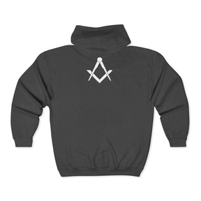 Master Mason Blue Lodge Hoodie - Zip Up Jacket Square & Compass with Personalization - Bricks Masons