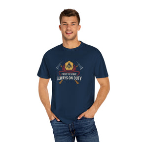 Master Mason Blue Lodge T-Shirt - Garment-Dyed Firefighter Tee - Bricks Masons