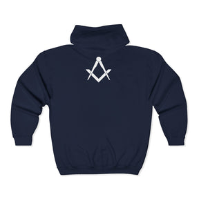 Master Mason Blue Lodge Hoodie - Zip Up Jacket Square & Compass with Personalization - Bricks Masons