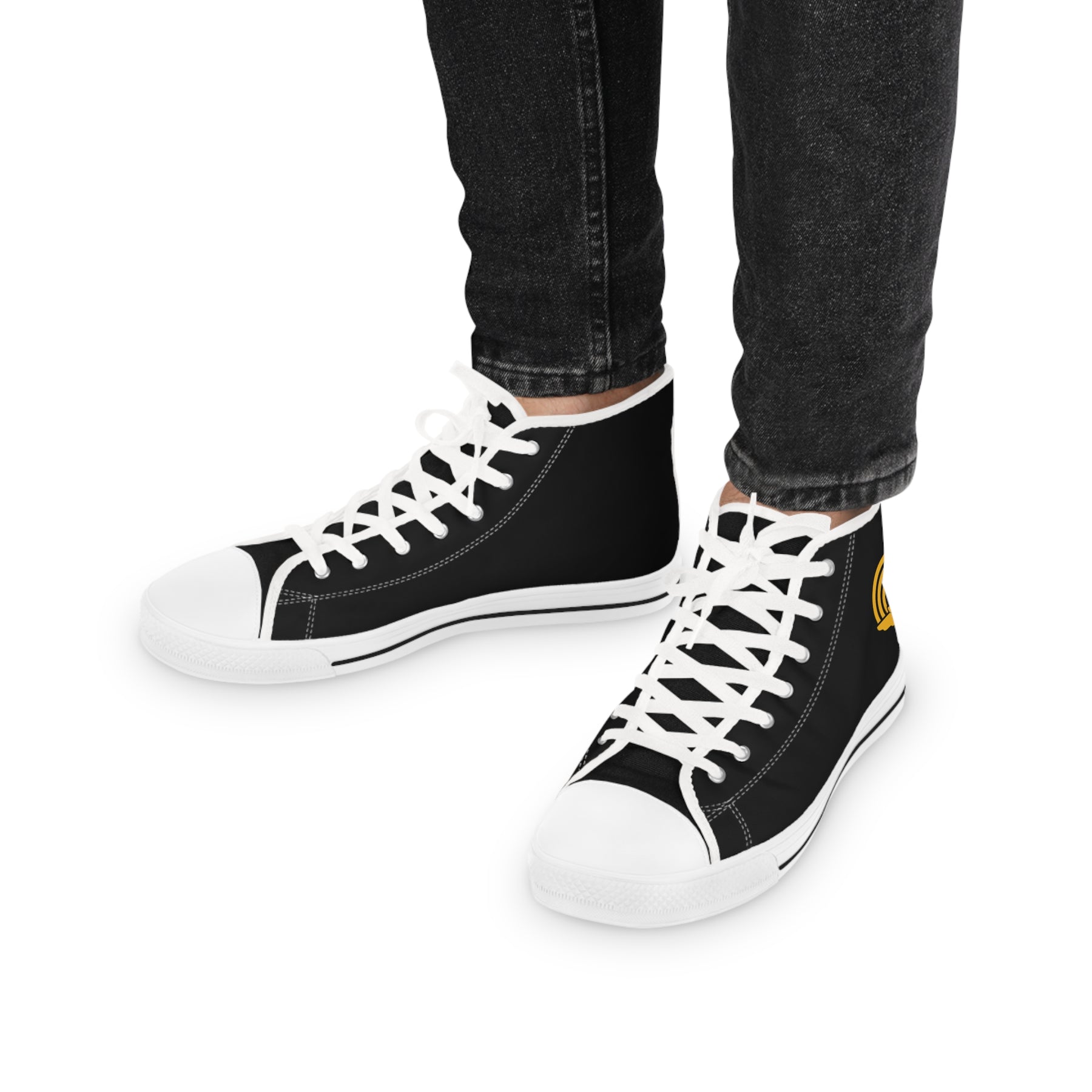 Royal Ark Mariner Sneaker - High Top Black & White Golden Emblem - Bricks Masons