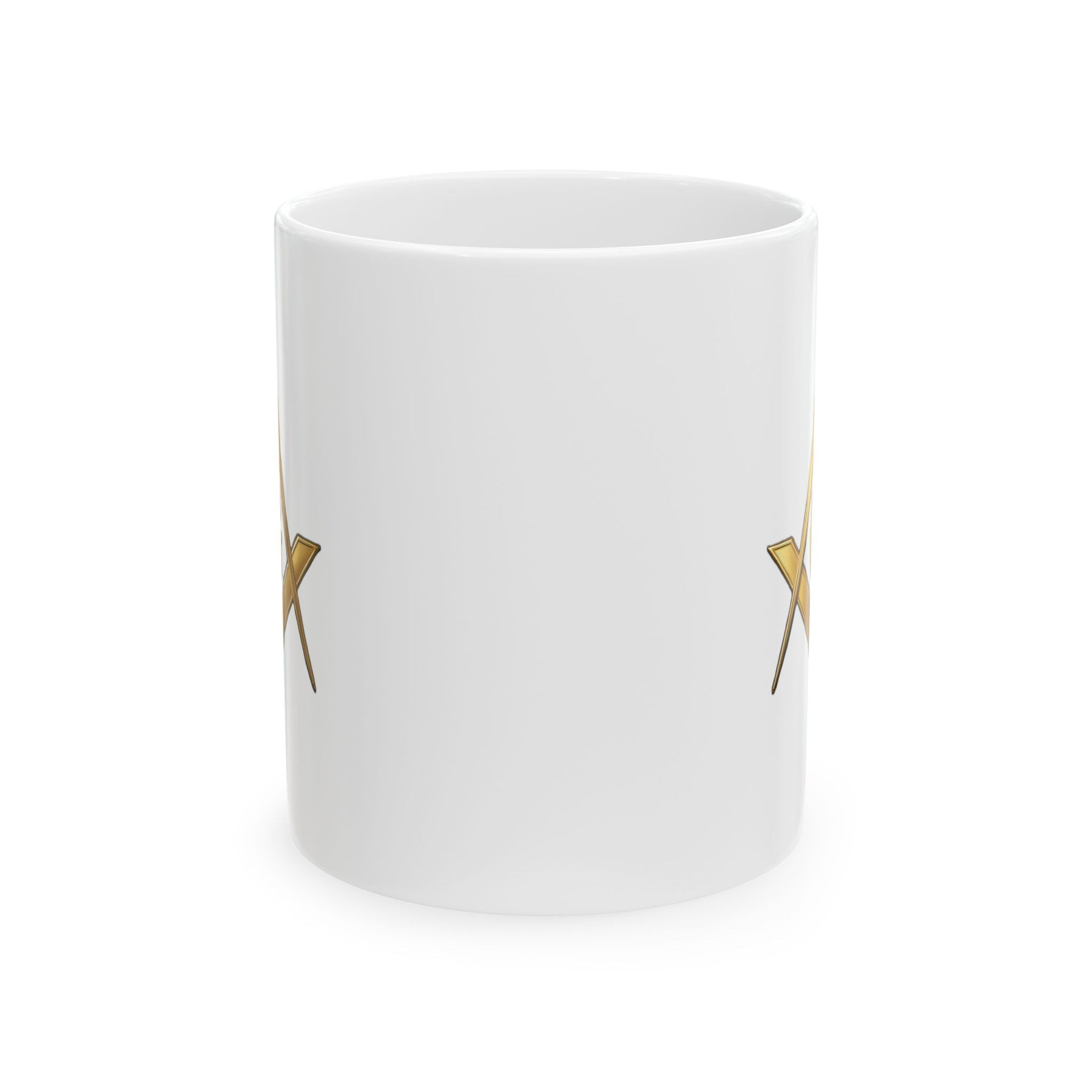 Master Mason Blue Lodge Mug - White with Gold Square & Compasses G - Bricks Masons