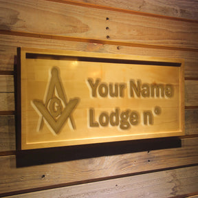 Master Mason Blue Lodge Wooden Sign - 3D Wooden Sign (Customizable) - Bricks Masons