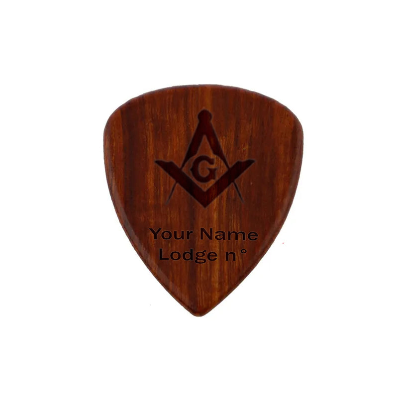 Master Mason Blue Lodge Wood Guitar Pick - Acoustic Electric Bass - Bricks Masons