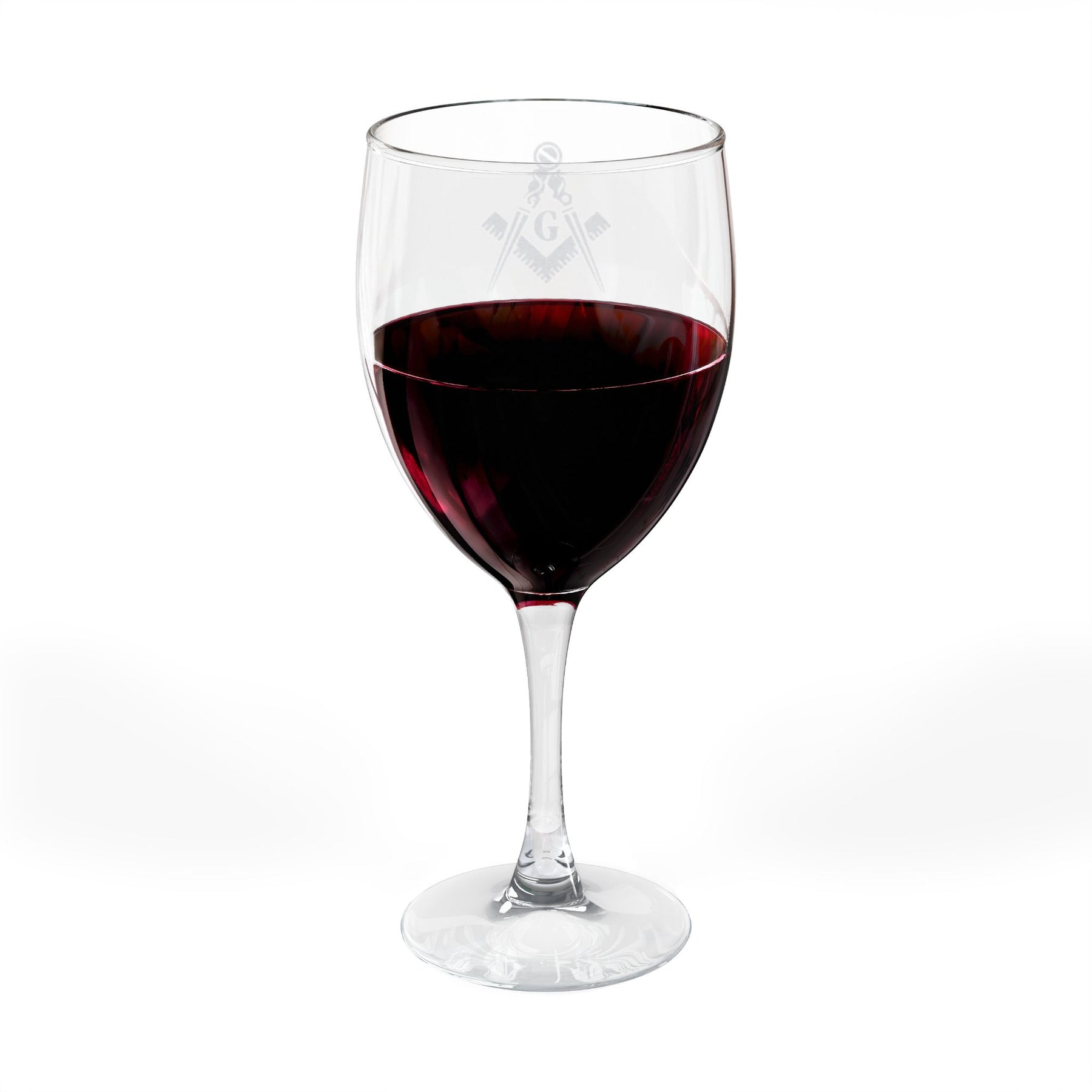 Master Mason Blue Lodge Wine Glass - Square & Compass G with Customization - Bricks Masons