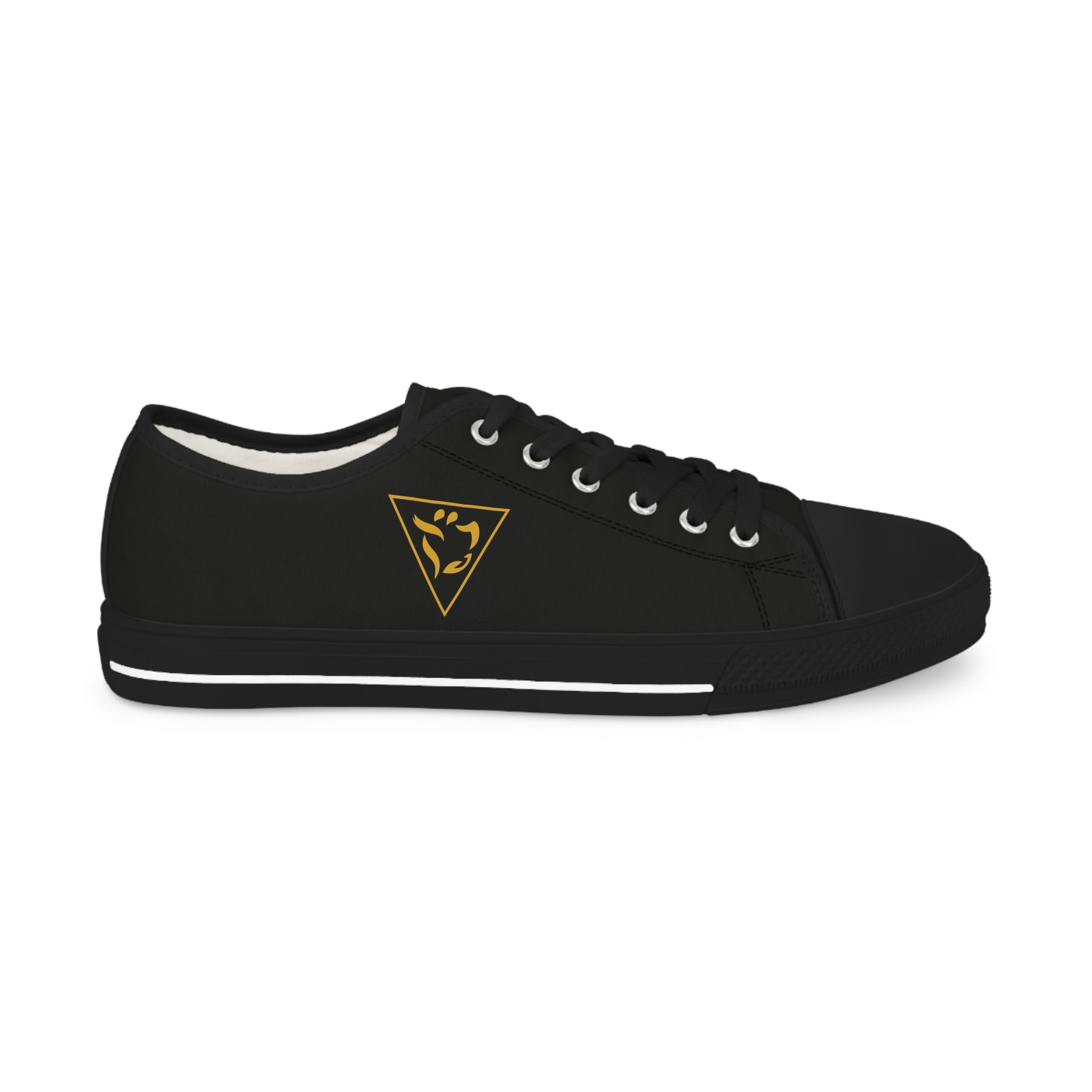 Grand Tiler of Solomon Sneaker - Low Top Sneaker Black & White Golden Emblem - Bricks Masons