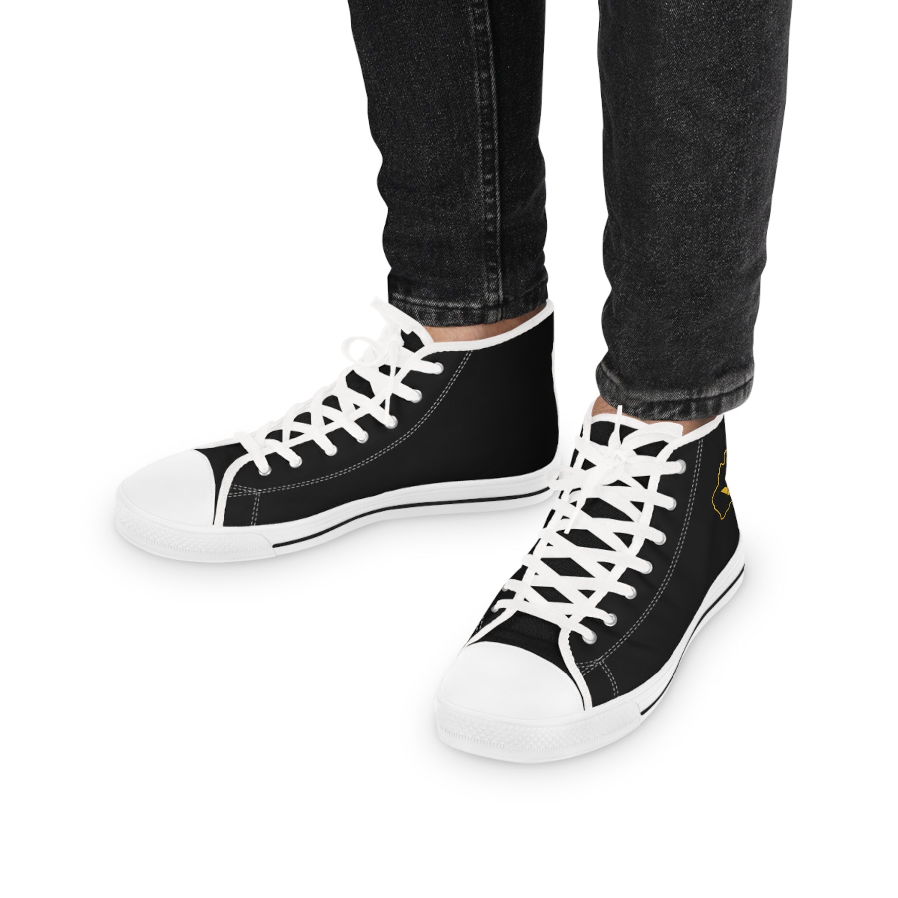 Master Mason Blue Lodge Australia Jurisdiction Sneaker - High Top Black & White Golden Map - Bricks Masons