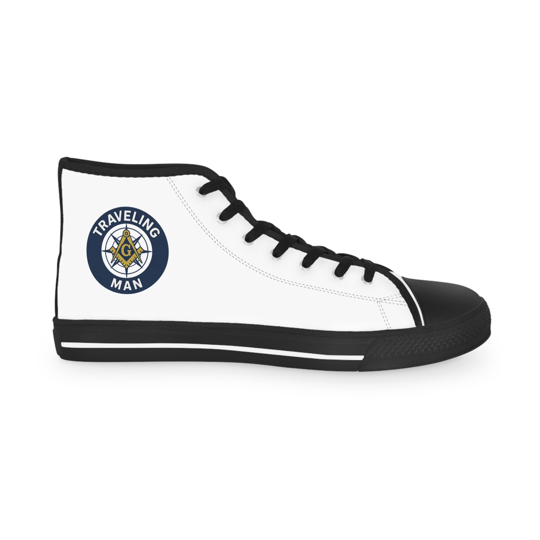 Master Mason Blue Lodge Sneaker - High Top Black & White Sole Traveling Mason - Bricks Masons