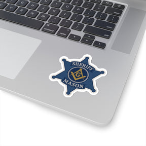 Master Mason Blue Lodge Sticker Decal - Kiss-Cut Blue Sheriff Star - Bricks Masons