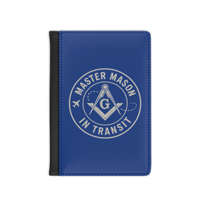 Master Mason Blue Lodge Passport Cover - Blue PU Leather Mason In Transit - Bricks Masons