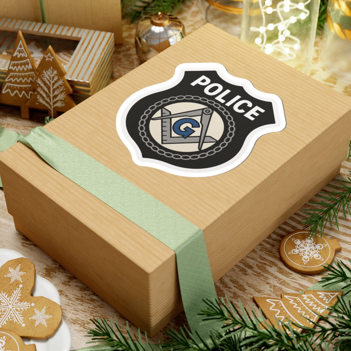 Master Mason Blue Lodge Sticker Decal - Kiss-Cut Police Badge - Bricks Masons