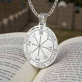 Wiccan pendant Sixth Pentacle consecrated to Mars in Silver 3 cm 12 g 44 Seals of Solomon Art 796 - Bricks Masons