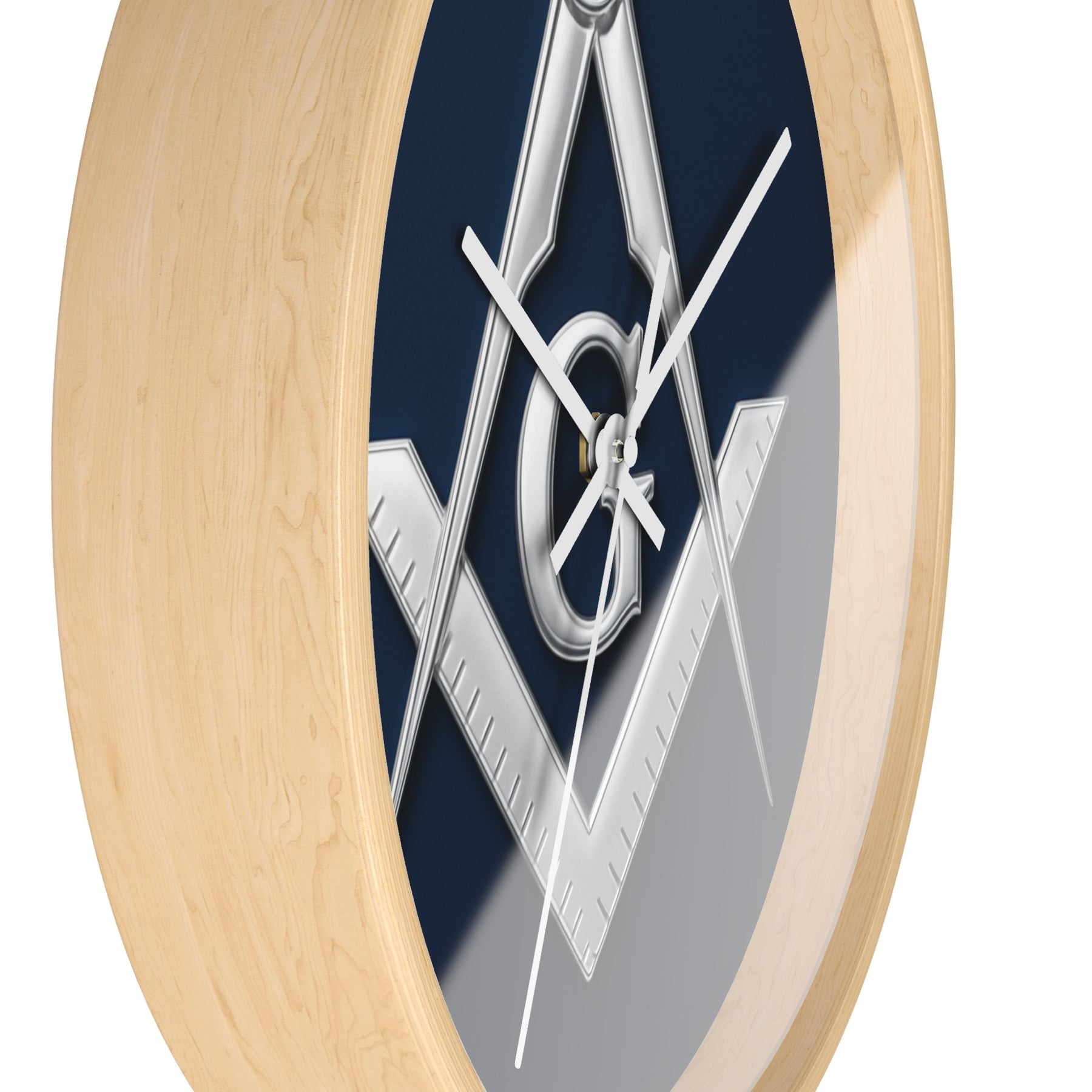 Master Mason Blue Lodge Clock - S&C G Emblem on Wood Frame - Bricks Masons