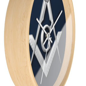 Master Mason Blue Lodge Clock - S&C G Emblem on Wood Frame - Bricks Masons