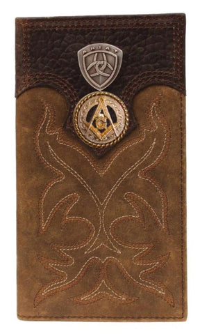 Master Mason Blue Lodge Wallet - Gold Square & Compass Ariat - Bricks Masons