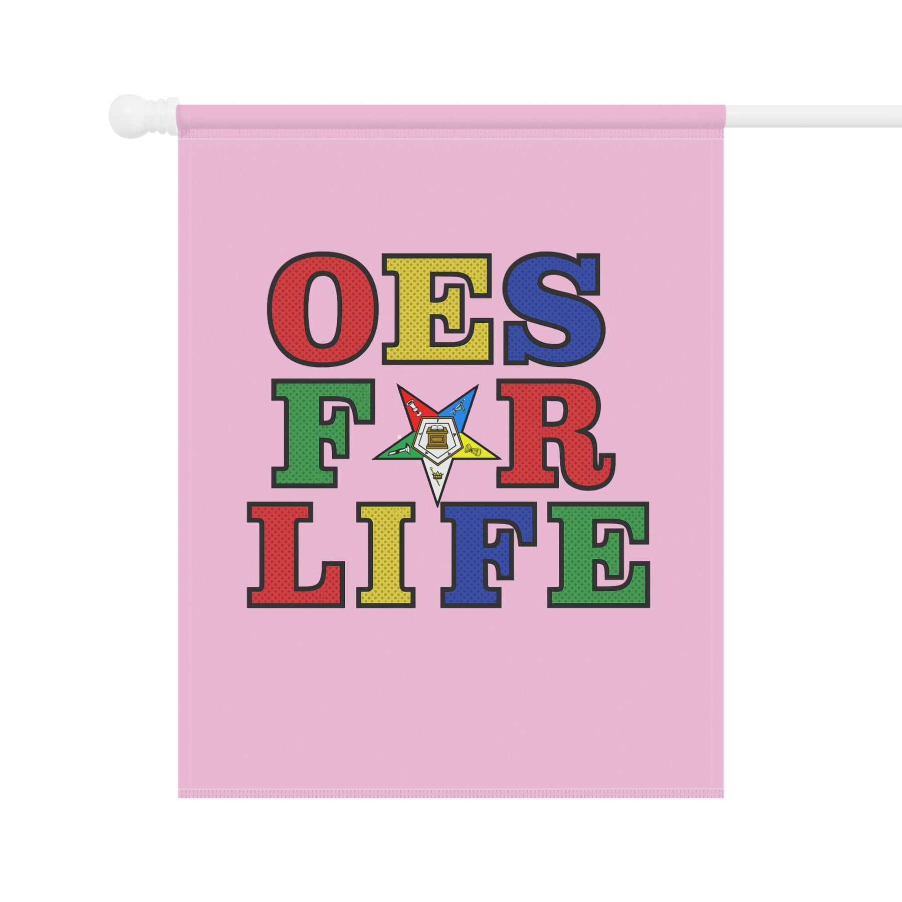 OES Yard Flag - Pink OES For Life Poly Poplin - Bricks Masons