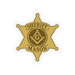 Master Mason Blue Lodge Sticker Decal - Kiss-Cut Sheriff Star - Bricks Masons