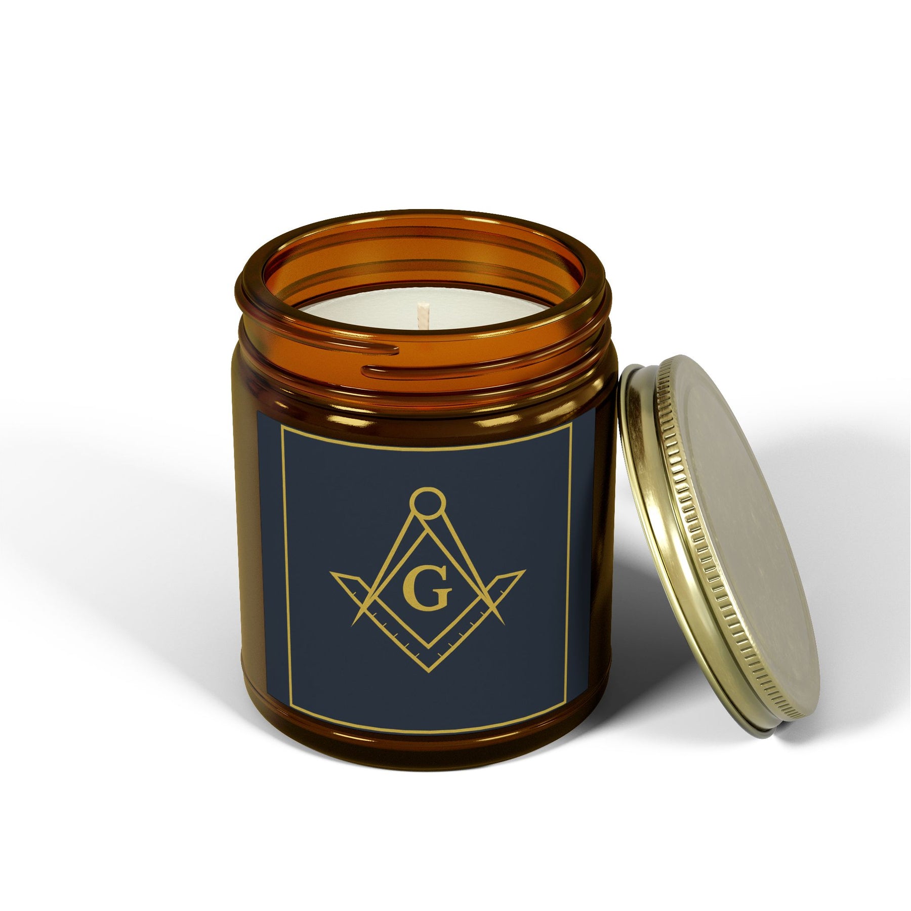Master Mason Blue Lodge Candle - Scented Coconut Apricot Wax, 4oz & 9oz - Bricks Masons