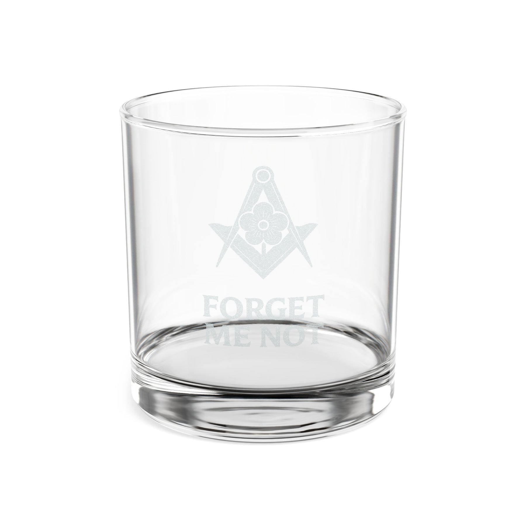 Master Mason Blue Lodge Whiskey Glass - Forget Me Not Square & Compasses - Bricks Masons