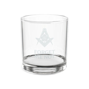 Master Mason Blue Lodge Whiskey Glass - Forget Me Not Square & Compasses - Bricks Masons