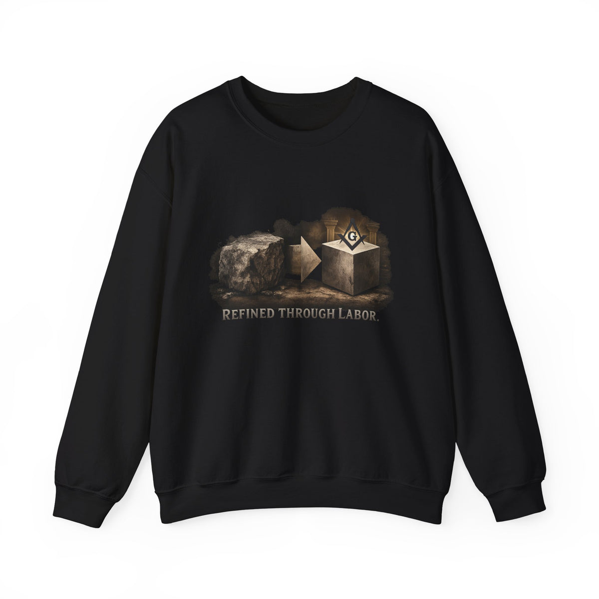 Master Mason Blue Lodge Sweatshirt - Refined Through Labor with Square & Compass G - Bricks Masons