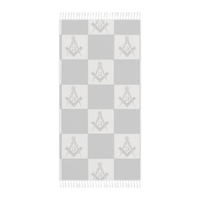 Master Mason Blue Lodge Towel - S & C With Chekered Pattern Beach Cloth - Bricks Masons