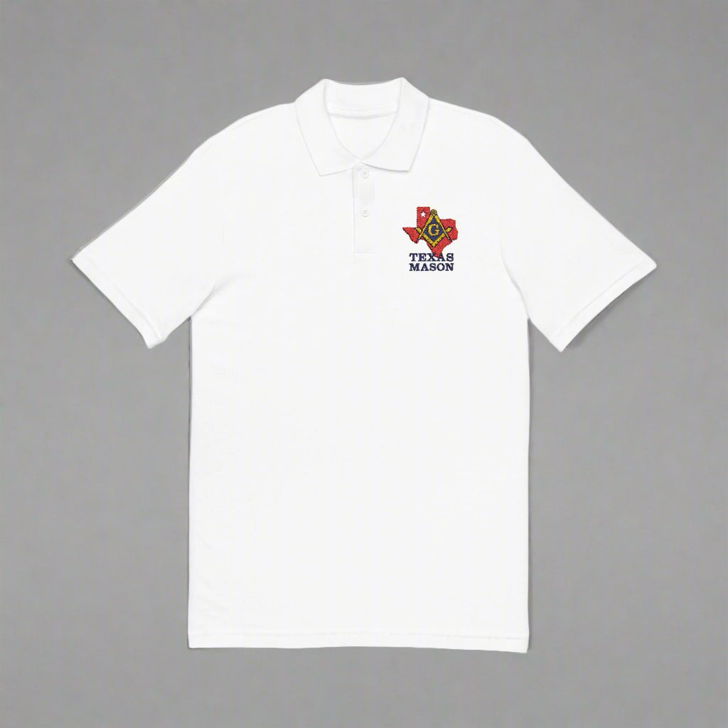 Master Mason Blue Lodge Polo Shirt - Embroidered Square & Compass G Texas Mason - Bricks Masons
