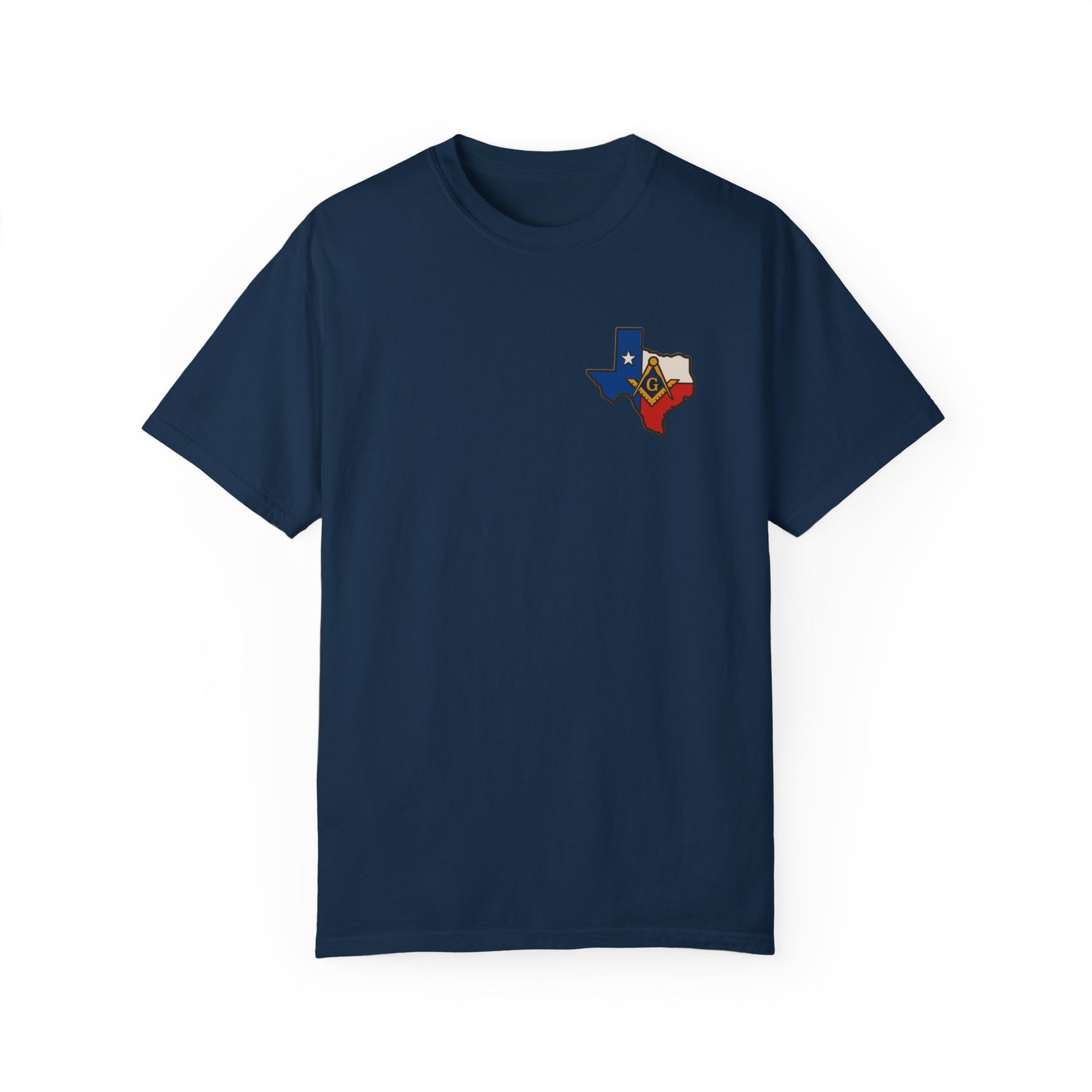 Master Mason Blue Lodge T-Shirt - Garment-Dyed Texas Mason - Bricks Masons