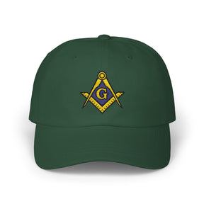 Master Mason Blue Lodge Baseball Cap - Gold & Blue Embroidered Square & Compass G - Bricks Masons