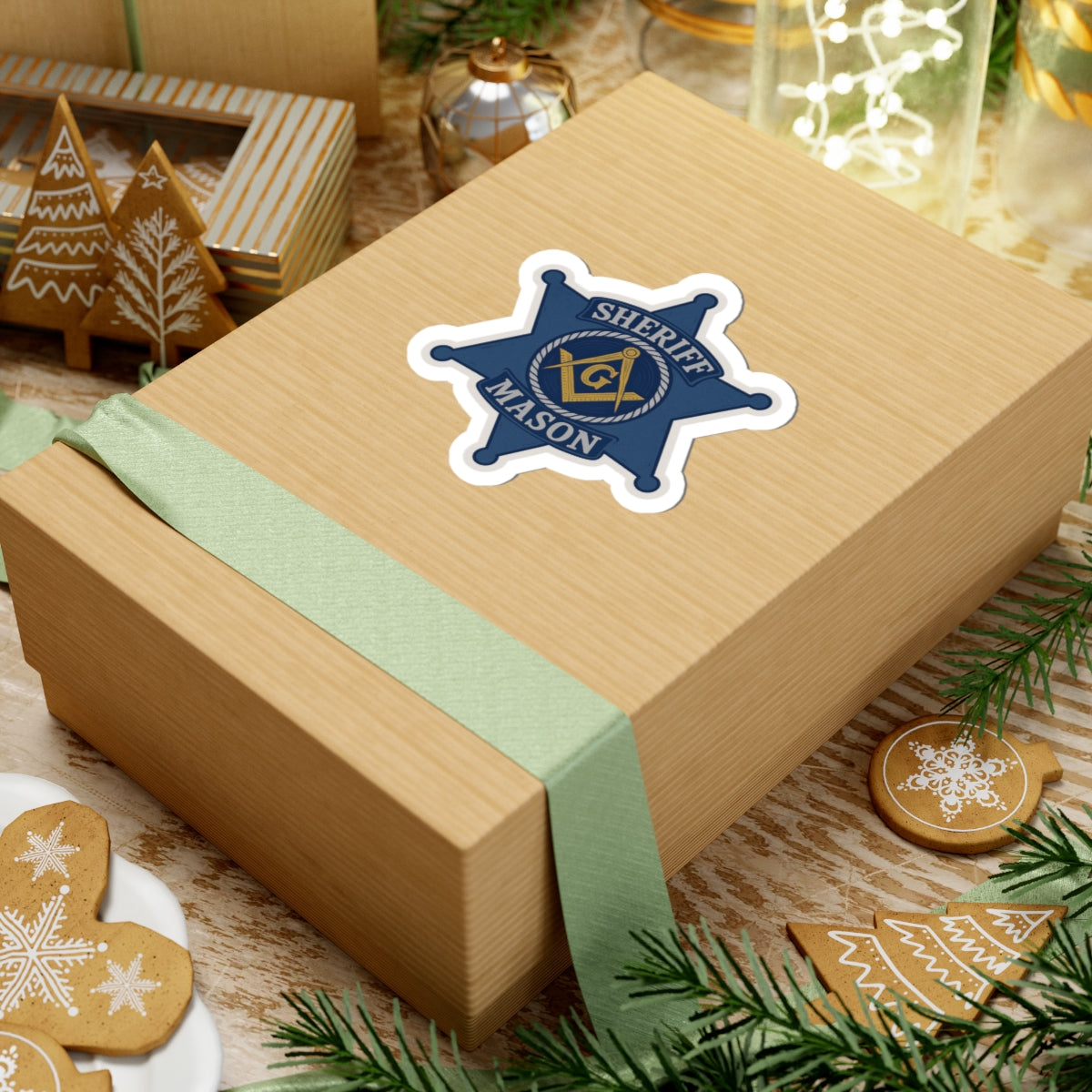 Master Mason Blue Lodge Sticker Decal - Kiss-Cut Blue Sheriff Star - Bricks Masons