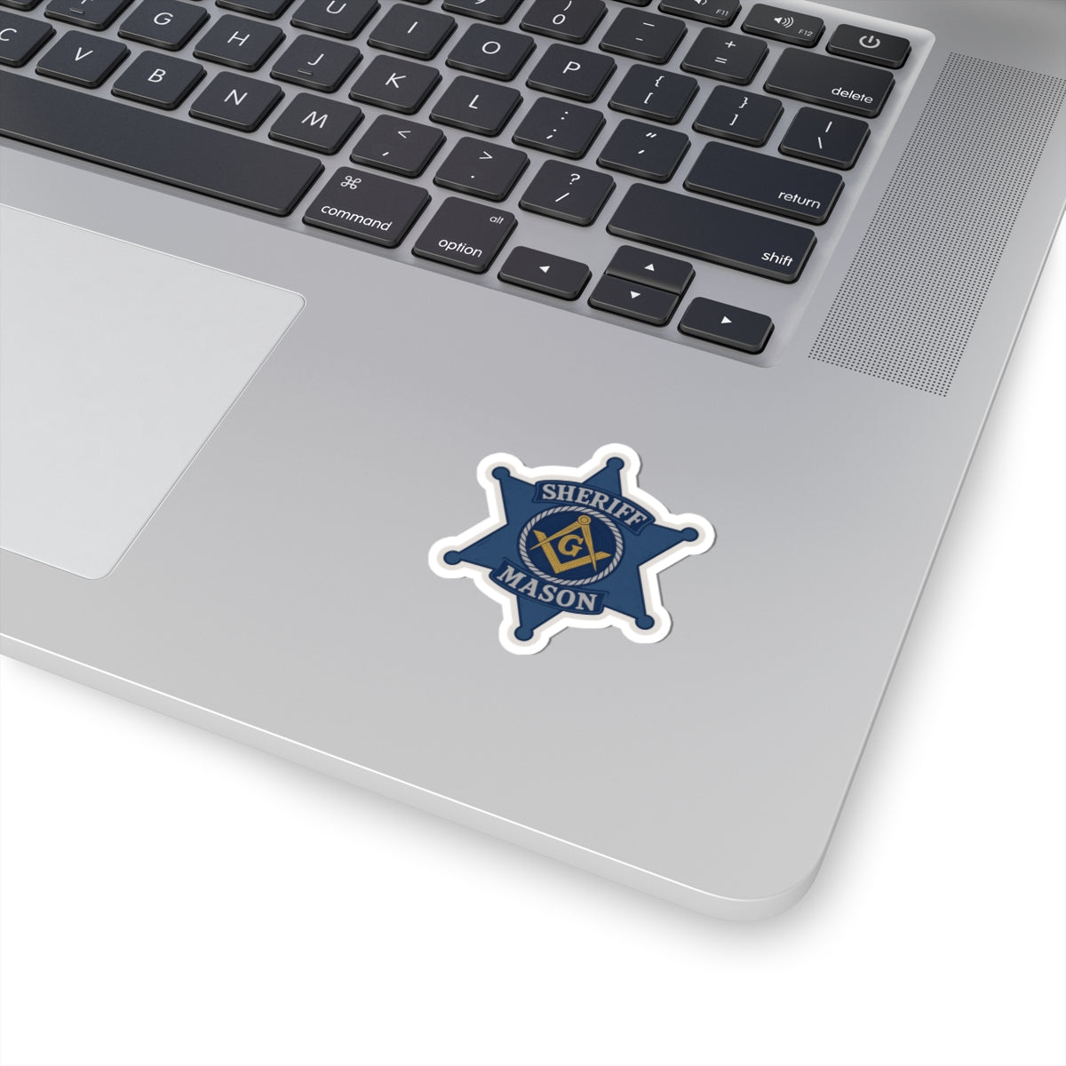 Master Mason Blue Lodge Sticker Decal - Kiss-Cut Blue Sheriff Star - Bricks Masons