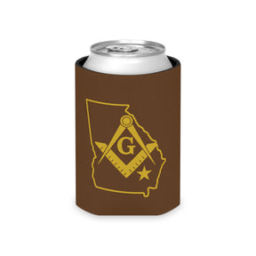Master Mason Blue Lodge Can Cooler - Georgia Mason Brown Color - Bricks Masons