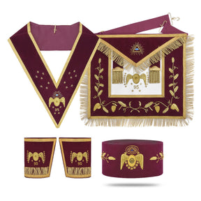 95th Degree Memphis Misraim Regalia Set - Burgundy & Gold Hand Embroidery - Bricks Masons