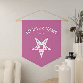 OES Pennant - Pink & White Star With Personalization - Bricks Masons