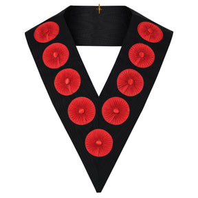 9th Degree Scottish Rite Collar - Black Moire with Nine Rosettes - Bricks Masons